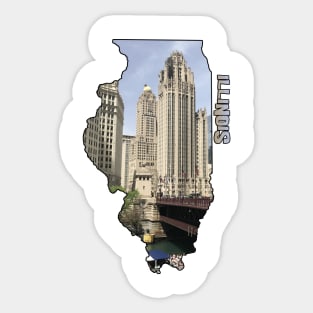 Illinois State Outline (Downtown Chicago) Sticker